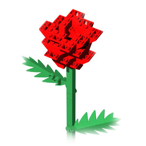 elegant LEGO rose with two leaves